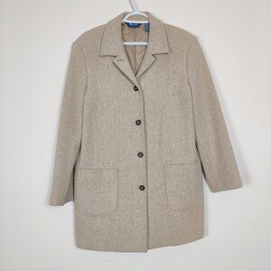 Nygard Sport Women's Blazer Sz L Beige Wool Quiet Luxury Business Casual Office